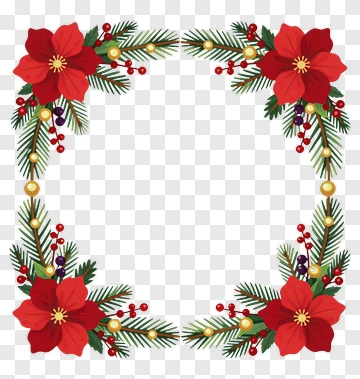 Red Poinsettia Holiday Frame PNG