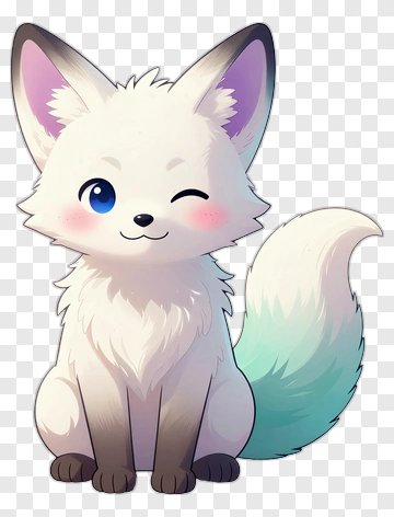 Cute White Fox With Blue Eyes PNG