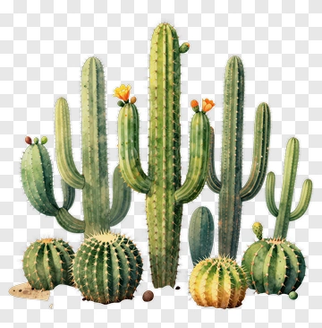 Flowering Cactus In Desert Landscape PNG