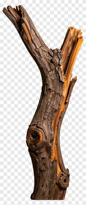 Broken Tree Trunk With Orange Interior PNG