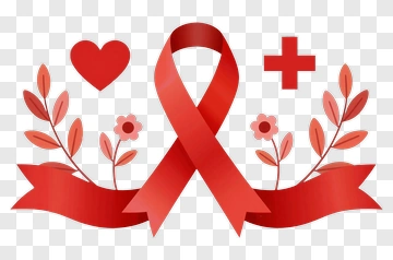 Red Ribbon With Heart And Cross PNG