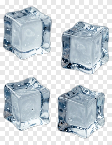 Four Ice Cubes Floating PNG