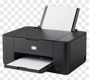 Black Inkjet Printer With Paper Output PNG