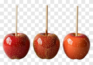 Three Caramel Apples With Glitter PNG