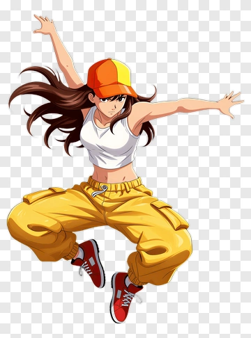 Anime Girl Dancing In Street Style PNG