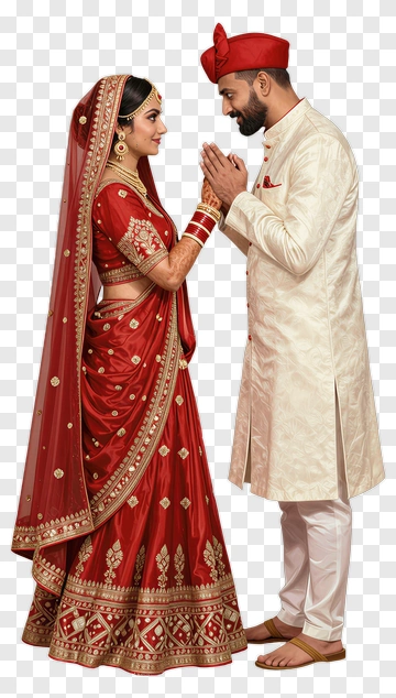 Indian Bride And Groom In Traditional Wedding Attire PNG
