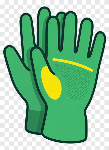 Green Glove With Yellow Detail PNG