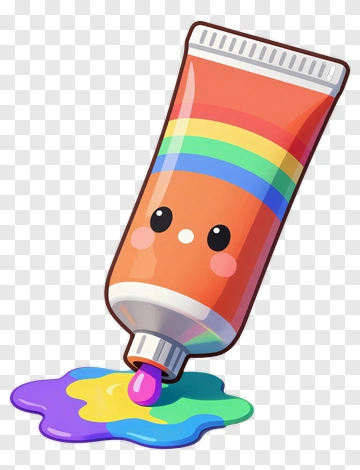 Cute Paint Tube Spilling Rainbow Colors PNG