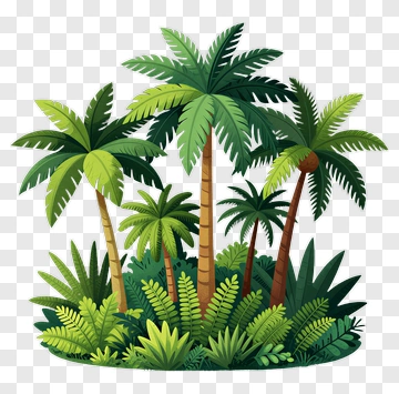 Tropical Palm Tree And Ferns PNG