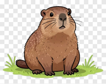 Beaver Sitting On Grass PNG