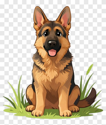 German Shepherd Sitting On Grass PNG