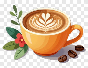 Orange Coffee Cup With Latte Art PNG