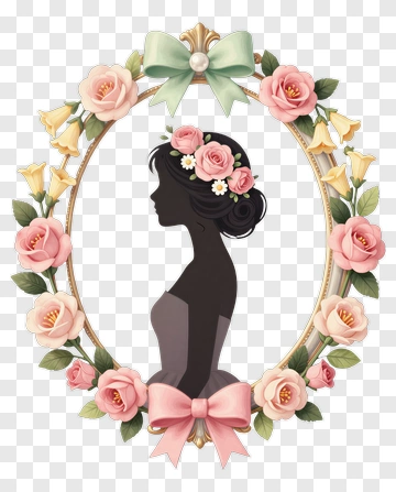 Elegant Woman Silhouette With Flower Crown PNG