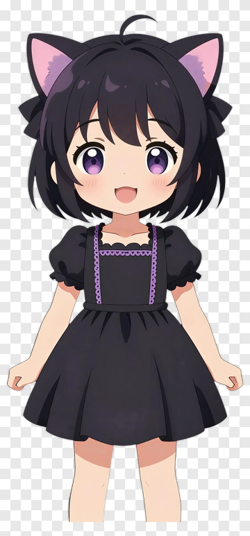 Chibi Girl With Cat Ears PNG