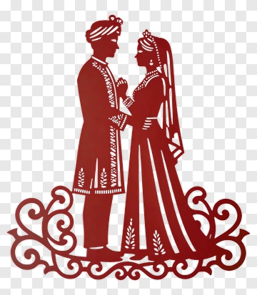 Red Cutout Couple At Wedding Ceremony PNG