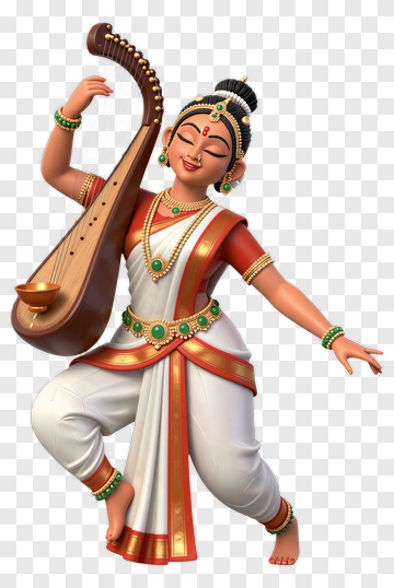 Indian Classical Dancer With Harmonium PNG