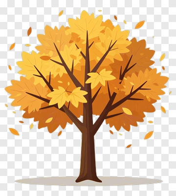 Autumn Tree With Falling Leaves PNG