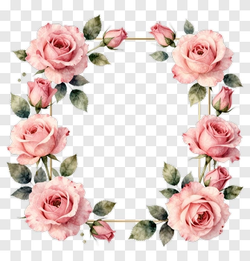 Pink Rose Frame PNG