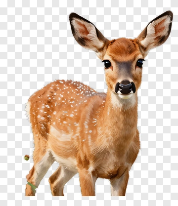 Cute Fawn In Floral Meadow PNG