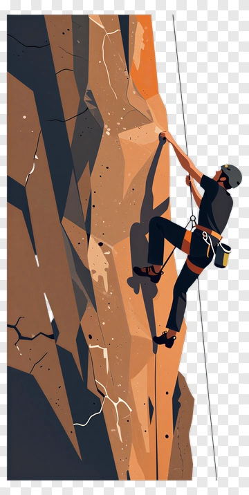 Climber Ascending A Steep Rock Face PNG