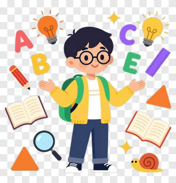 Cartoon Boy Student With Glasses PNG