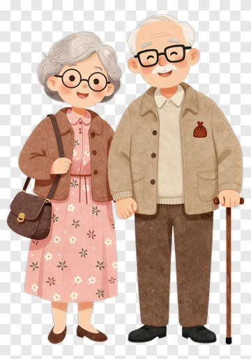 Happy Elderly Couple Standing Together PNG