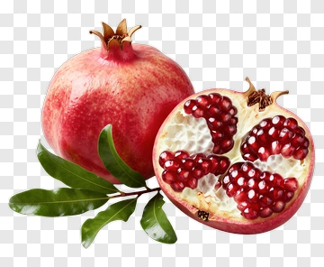 Fresh Pomegranate With Leaf PNG