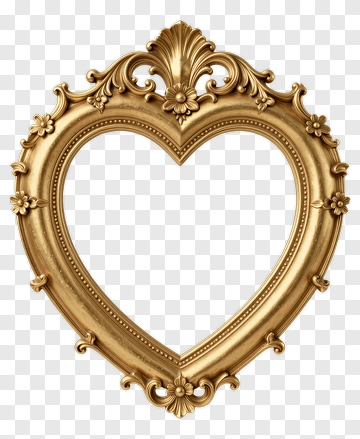 Heart-Shaped Gold Mirror PNG