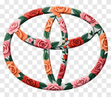 Toyota Logo With Floral Roses Design PNG