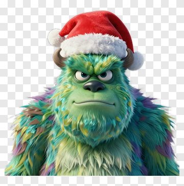 Sully Wearing A Santa Hat PNG