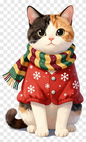 Cat In Winter Outfit PNG