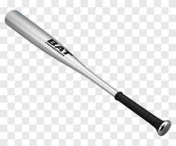Silver Baseball Bat With Black Grip PNG