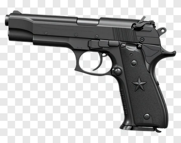Black Pistol With Star Emblem PNG
