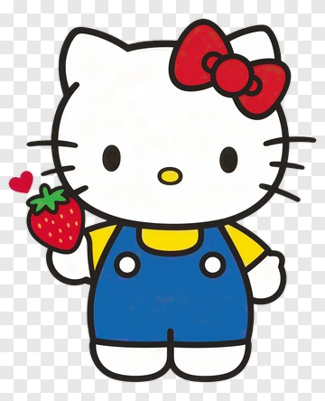 Hello Kitty Holding Strawberry PNG