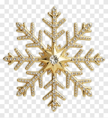 Gold Snowflake Brooch With Diamonds PNG
