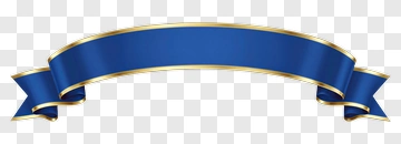 Blue Ribbon With Gold Border PNG