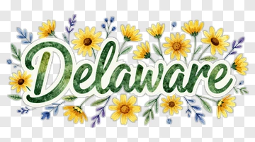 Delaware Watercolor Floral Design PNG