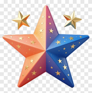 Gradient Star With Gold Accents PNG