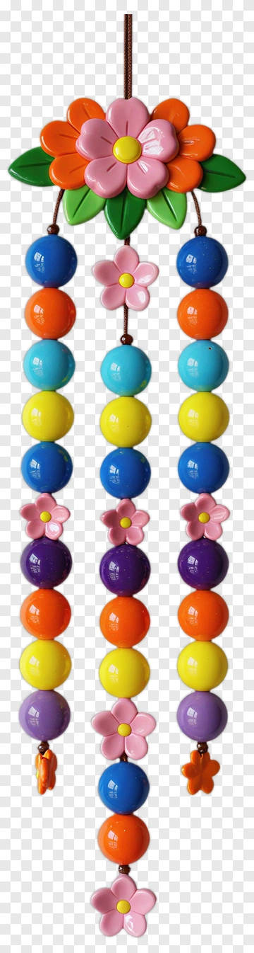 Colorful Beaded Wind Chime With Flower PNG