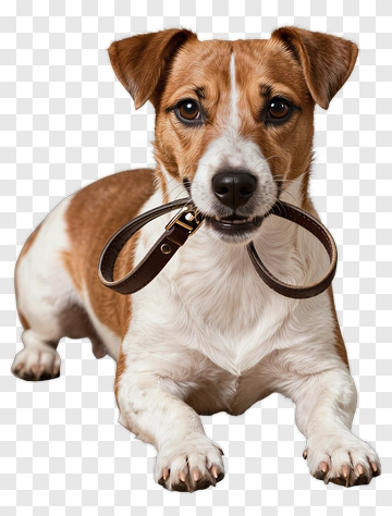 Jack Russell Terrier With Leash PNG