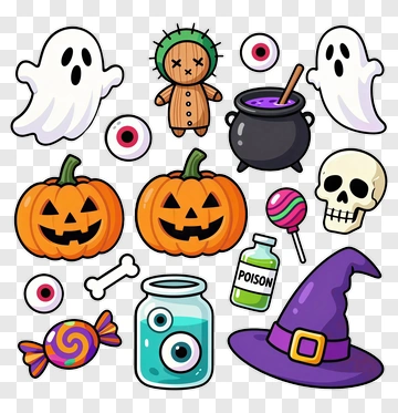Halloween Cartoon Icons Collection PNG