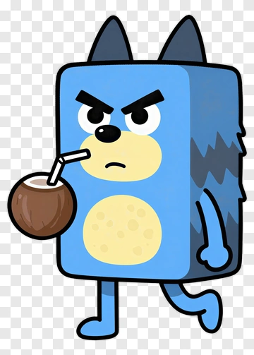 Blue Cartoon Wolf With Angry Expression PNG