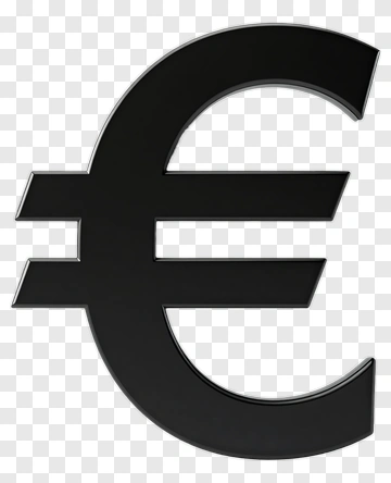 Black Euro Symbol 3D PNG