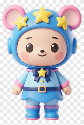 Star Bear Cartoon Character PNG