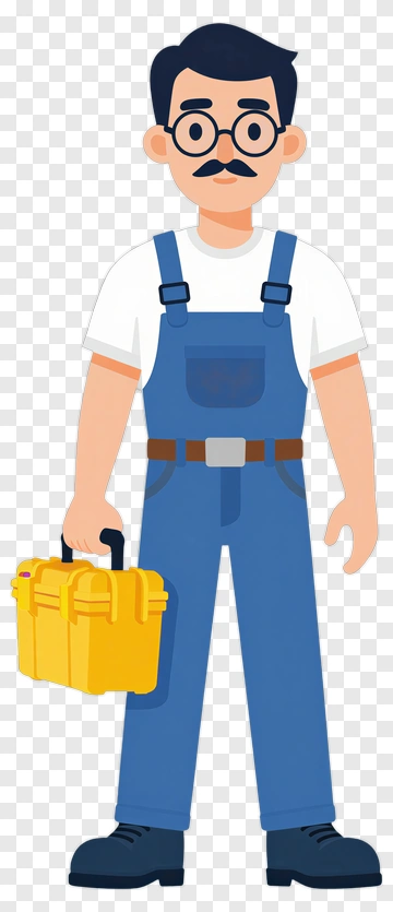 Mechanic With Tool Box PNG