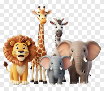 Cartoon Jungle Animals Group PNG