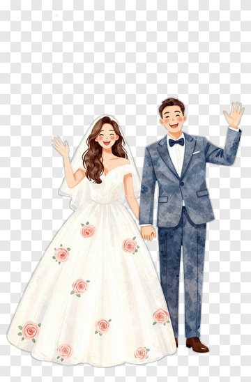 Happy Wedding Couple PNG