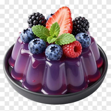 Purple Jelly Dessert With Fresh Berries PNG