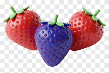 Three Strawberries With One Blue PNG