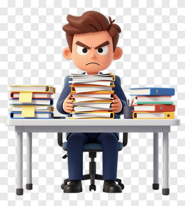 Angry Student Surrounded By Books PNG